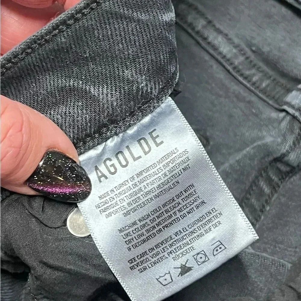 AGOLDE Toni Mid-Rise Slim Straight lyocell blend Jeans in Feral black sz 27 - Picture 9 of 10